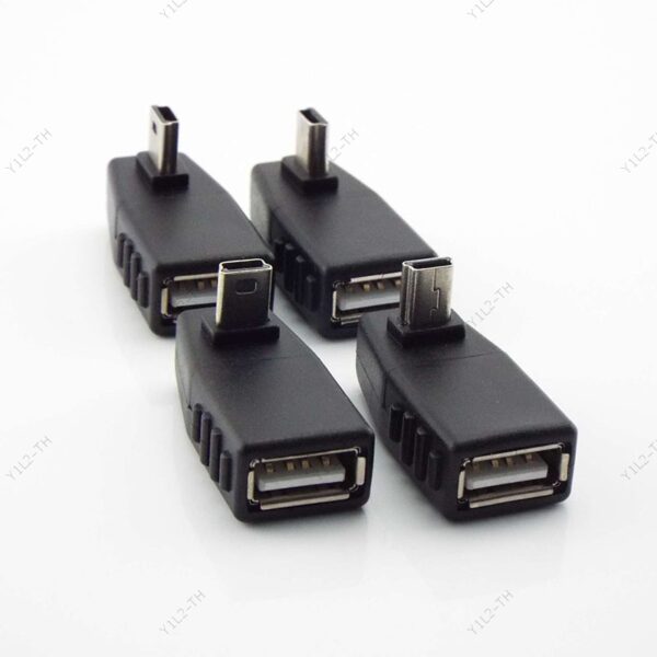 อะแดปเตอร์แปลง มุม 90 องศา Mini USB 5pin ตัวผู้ เป็น USB ตัวเมีย OTG สําหรับรถยนต์ MP3 MP4 แท็บเล็ต โทรศัพท์ U-Disk L2TH