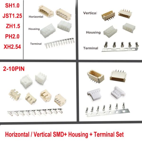 ชุดขั้วต่อ หัว SMD แนวตั้ง แนวนอน 1.0 มม. 1.25 มม. 1.5 มม. 2.0 มม. 2.54 มม. SH JST ZH PH XH 10 ชุด