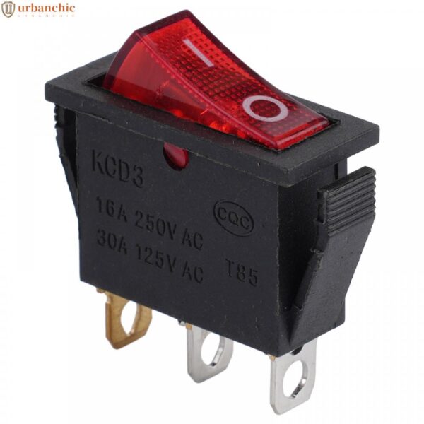 สวิตช์โยก 3 Pins 3Pin AC 125V 20A DPST KCD3 สีแดง ทนทาน 12 ชิ้น