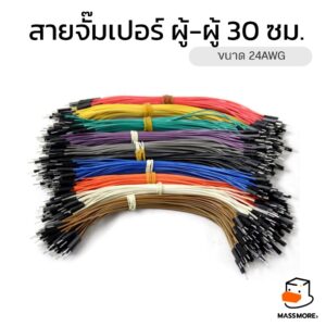 สายจั๊มเปอร์อย่างดี Jumper wire ยาว30 ซม. ตัวผู้-ตัวผู้ ขนาด 24AWG ทดลองวงจรอิเล็กทรอนิกส์