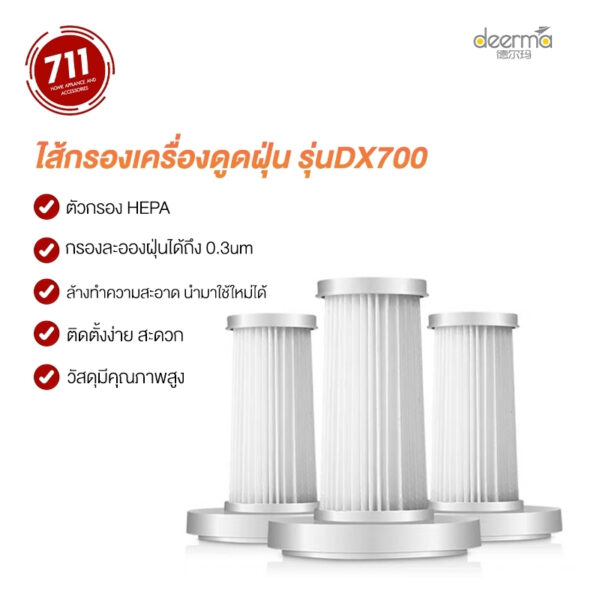 อุปกรณ์กรอง สำหรับเครื่องดูดฝุ่น รุ่น deerma DX 700 DX 700 S HEPA ไส้กรอง ตัวกรอง ใส้กรองเครื่องดูดฝุ่น