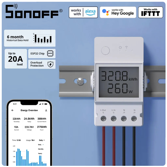 Sonoff POW Elite R3 16A 20A มีจอ LCD รุ่นใหม่ วัดค่า Watt