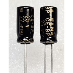 Elna CE-BP 22uf 25v Bipolar capacitor ตัวเก็บประจุ คาปาซิเตอร์ ไม่มีขั้ว ไบโพลาร์ BP nonpolar RBD ขนาด  5×11 มม mm