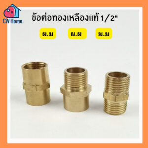 ข้อต่อทองเหลือง เกลียวนอก เกลียวใน นิปเปิ้ล ข้อต่อ ผผ ผม มม 1/2" 4หุล