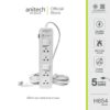 Anitech แอนิเทค ปลั๊กไฟ มอก.4 ช่อง 2 สวิทช์ รุ่น H654 สายไฟยาว 5 เมตร