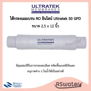 Ultratek ไส้กรองอาร์โอ ไส้กรองเมมเบรน อินไลน์ หัวเสียบ 2 ด้าน 50 แกลลอนต่อวัน Inline RO membrane 50 GPD