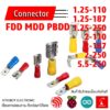 1 ชิ้น/pcs FDD MDD PBDD Connector หางปลา หัวต่อ แบบเสียบ 1.25 2 5.5 ทุกแบบ ตัวเมีย ตัวผู้ Insulated Female Male Disconne