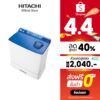 Hitachi ฮิตาชิ เครื่องซักผ้า 2 ถัง ซัก 12 กก. / ปั่นแห้ง 9 กก. Twin Tub รุ่น PS-120LJ