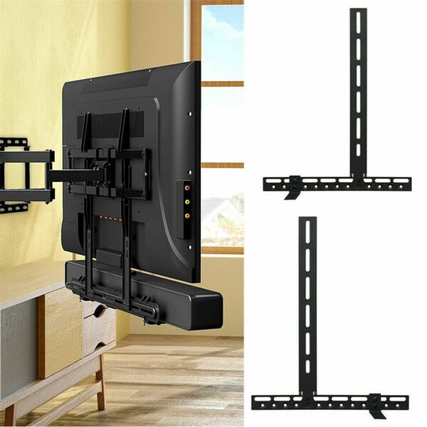 2x Universal Soundbar Bracket Wall Bracket สำหรับบนหรือบนทีวีทีวี ติดผนังแถบเสียงติดแถบเสียงด้านล่างทีวีโดยใช้หลุม