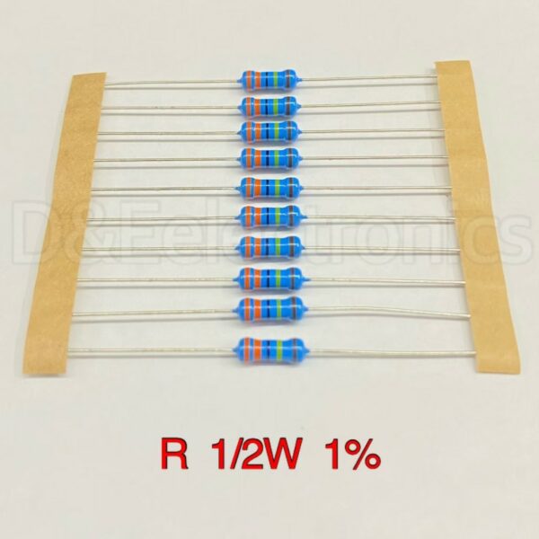 R Resistor ตัวต้านทานขนาด 1/2w 1% ยี่ห้อ Royalohm (จำนวน 100 ตัว) **อ่านรายละเอียดก่อนสั่ง**