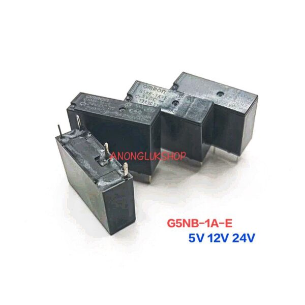 1ตัว  RELAY G5NB-1A-E 5VDC 12VDC 24VDC  รีเลย์ลงปริ้น 4ขา  ทนกระแส 5A 250VAC