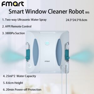 Fmart window cleaning robot หุ่นยนต์ทําความสะอาดกระจกหน้าต่างอัจฉริยะ พร้อมสเปรย์น้ําอัลตราโซนิก สองทาง ควบคุมผ่านแอพ ทําความสะอาดกระจก เครื่องใช้ในครัวเรือน